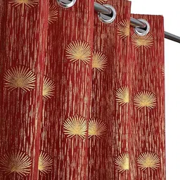 GEET CREATIONS Maroon Set of 2 Floral Door Curtain-picture-32