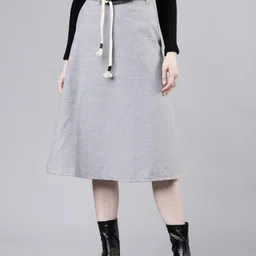 tokyo talkies Women Solid Flared Grey Skirt image 1