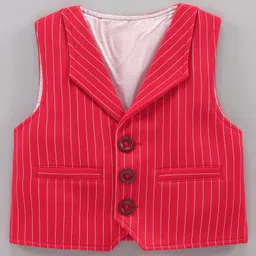 Robo Fry 3 Piece Full Sleeves Check Party Suit With Bow & Cap - Red image 5