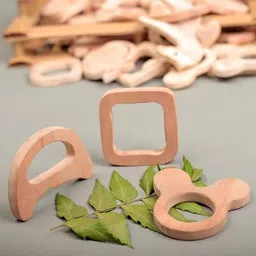 sukhvilas fashion Neem Wood Teether Trio – Eco-Friendly Baby Toy Rattle image 2
