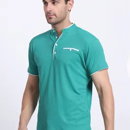 N AND J Men Mandarin Collar Pockets T-shirt image 2