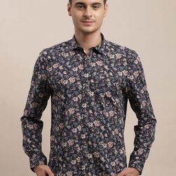 Turtle Men Relaxed Slim Fit Floral Printed Spread Collar Casual Shirt-picture-40