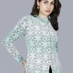 Chatanya Women Round Neck Self Design Button Detail Cardigan Sweaters image 3