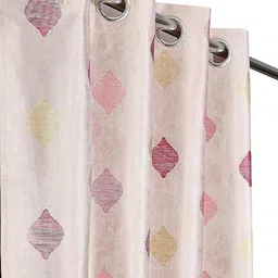 LUZDECOR Pink Geometric Printed 2 Pieces Door Room Darkening Eyelet Curtains image 2