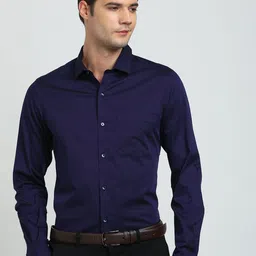 Turtle Men Standard Solid Cotton Slim Fit Formal Shirt image 1