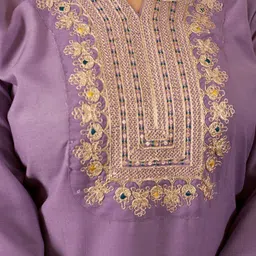 Aumira Women Ethnic Motifs Embroidered Regular Thread Work Pure Cotton Kurta with Trousers & With Dupatta image 5