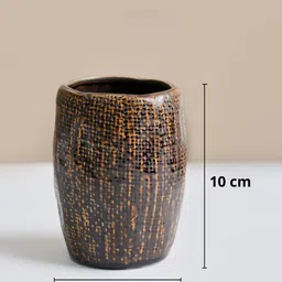 MARKET99 Brown Rough Stone Textured Ceramic Tooth Brush Holder image 5