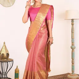 House of Pataudi Woven Design Zari Ethnic Sungudi Saree With Blouse Piece-picture-17