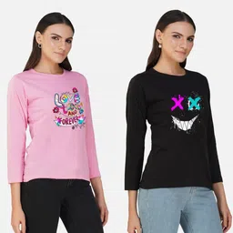 Metronaut Women 2 Printed Bio Finish Applique T-shirt image 4