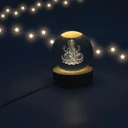 carfrill 3D Lord Ganesh Ji Crystal Ball Night Light 2.36 Inch Glass Ball Night LED Lamp Table Lamp image 3