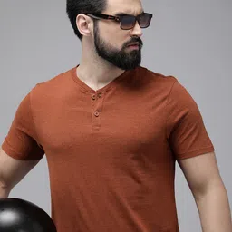 The Roadster Lifestyle Co. Men Solid Henley Neck Short Sleeves T-shirt-picture-31