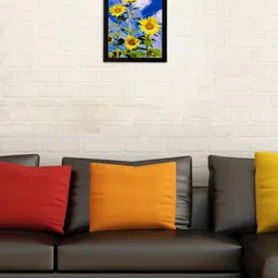 eCraftIndia Multicoloured Sunflower Bunch Matt Texture Framed Artwork image 1