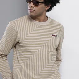 The Indian Garage Co Men Beige Striped Sweatshirt-image-64