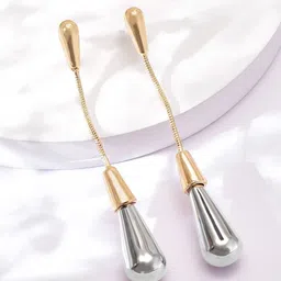 Rubans 18K Gold-Plated Contemporary Dual-Tone Teardrop Dangle Drop Earrings-picture-58