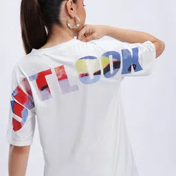 DressBerry Women Typography Printed Drop-Shoulder Sleeves T-shirt-image-20