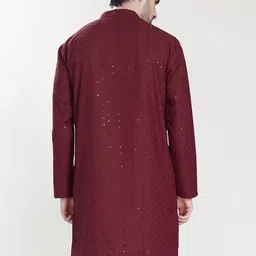 PulseIQ Men Geometric Woven Design Daily Cotton Straight Kurta image 5