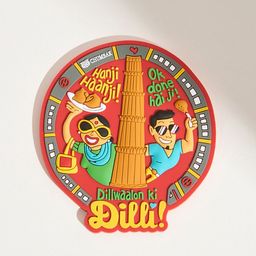 Chumbak Orange & Green Round Delhi Fridge Decorative Magnets-picture-37