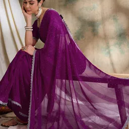 Sangria Embellished Saree With Blouse image 1