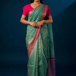 KCPC BANDHANI Green Printed Silk Blend Sarees-image-87