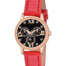 CSAMON Women Patterned Dial & Straps Analogue Watch C25RG_BK Mina RED Leather_F-picture-43