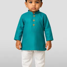 JBN Creation Boys Mandarin Collar Pure Cotton Straight Kurta With Pyjamas-picture-44