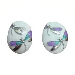 MYSTERIOUSMART Oval Studs Earrings image 2