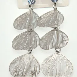 SAPRAA TRENDS Stainless Steel Silver Plated Stone Studded Tasselled Circular Drop Earrings image 3
