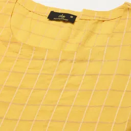 MBE Women Yellow Checked Anarkali Kurta image 3