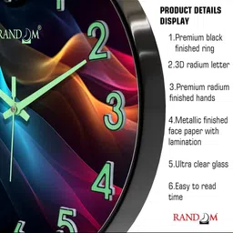 RANDOM Printed Sweep Movement Mechanism Contemporary Silent Wall Clock image 3