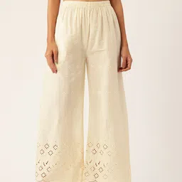 FERANOID Women Ethnic Motifs Embroidered Pure Cotton Ethnic Palazzos-image-36