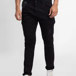 SPYKAR Men Comfort High-Rise Stretchable Cargo Jeans-image-45