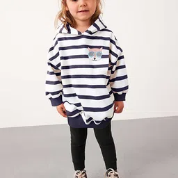 JC SPARKLE Girls Striped Hooded Pure Cotton Sweatshirt With Leggings-image-17