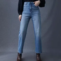 VOLTEDGE Women Comfort Straight Fit High-Rise Low Distress Heavy Fade Stretchable Jeans-picture-37