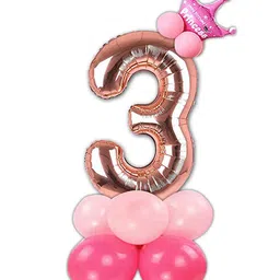 Decor Mantra Number 3 foil balloon 32 inch for birthday decoration items - Rose gold - Pack of 14-picture-23