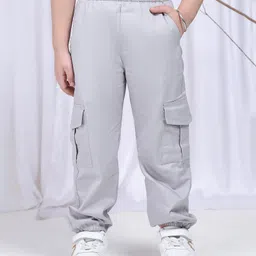 NEUDIS Cotton Pockets Detailed Solid Cargo Pants - Grey-picture-25