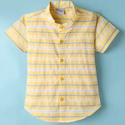 Dapper Dudes Half Sleeves Striped Shirt - Yellow-picture-12