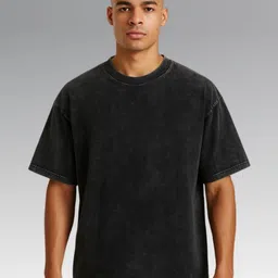 UpClothing Men Bio Finish Washed Effect Solid Round Neck Cotton Oversized T-shirt-picture-16