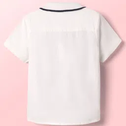 Babyhug Cotton Woven Half Sleeves Shirt With Cut & Sew - White image 2