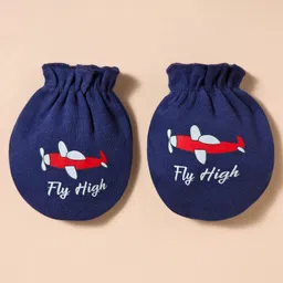 Doodle Poodle 100% Cotton Knit Booties with Vehicle Print Pack Of 2 - White & Navy Blue image 2