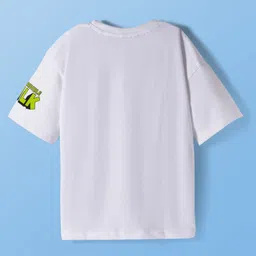 Pine Kids Marvel Single Jersey Knit Full Sleeves Drop Shoulder T-Shirt & Shorts Set With Avengers Hulk Graphics - White image 3