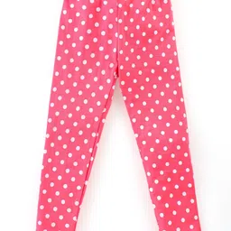 Babyhug Cotton Lycra Full Length Polka Dots & Solid Leggings Pack of 3 - Multicolour image 5