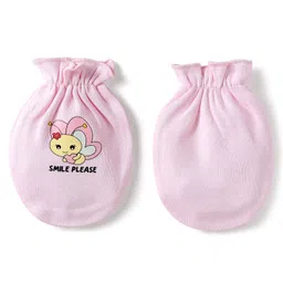 Doodle Poodle Interlock cotton Knit Butterfly printed Cap Mittens & Booties Set Pink - Diameter 10.5 cm image 5