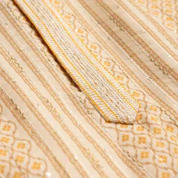 Dapper Dudes Full Sleeves Abstract Printed & Threadwork Detailed Kurta Pyjama Set - Yellow image 5