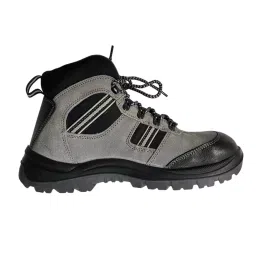 Allen Cooper Steel Toe Safety Shoes High Ankle Antistatic PU Sole Size 7 UK/India Black & Grey, AC-1157 image 1