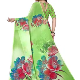 Pemal Designer Floral Printed Pure Georgette Saree image 5