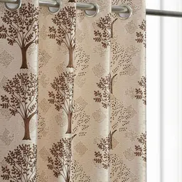 GEET CREATIONS Sprit-Vat Brown & Cream 2 Pieces Printed Room Darkening Window Curtains image 4