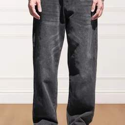 AFLASH Men Mid-Rise Light Fade Baggy Fit Stretchable Jeans-picture-10