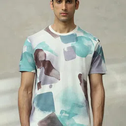 Mufti Men Abstract Printed Round Neck Cotton Slim Fit T-shirt-picture-27