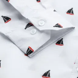 DENNISON Men White Conversational Printed Smart Slim Fit Formal Shirt image 3