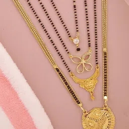 Bhanu diam Gold-Plated Brass Mangalsutra-picture-12